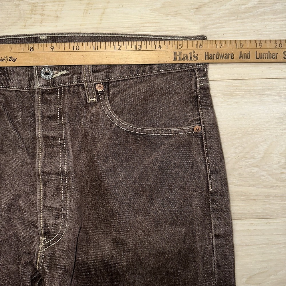Vintage Levi's 501 Jeans Mens 34x34 (33x31) Brown Denim Button Fly Straight Leg - Picture 6 of 9